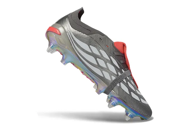 Adidas Predator Gray Red Low-Cut Football Boot Iridescent Holographic Sole Firm-Ground Soccer Shoes 2