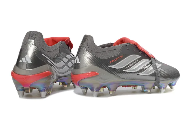 Adidas Predator Gray Red Low-Cut Football Boot Iridescent Holographic Sole Firm-Ground Soccer Shoes 5