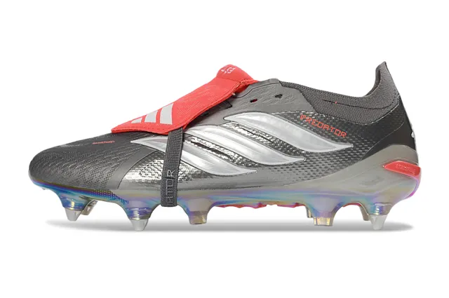 Adidas Predator Gray Red Low-Cut Football Boot Iridescent Holographic Sole Firm-Ground Soccer Shoes 7