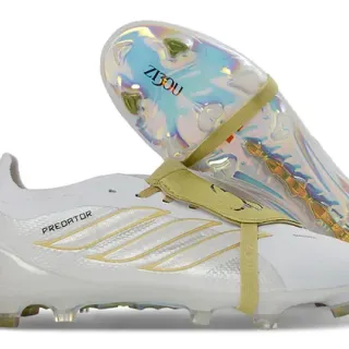 Adidas Predator Laceless White Gold Iridescent Firm-Ground Soccer Shoes