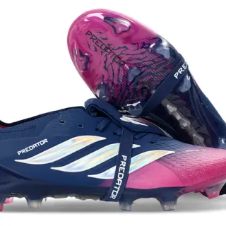 Adidas Predator Navy Pink Low-Cut Laceless Bootie Iridescent Three-Stripe Branding Firm-Ground Soccer Shoes