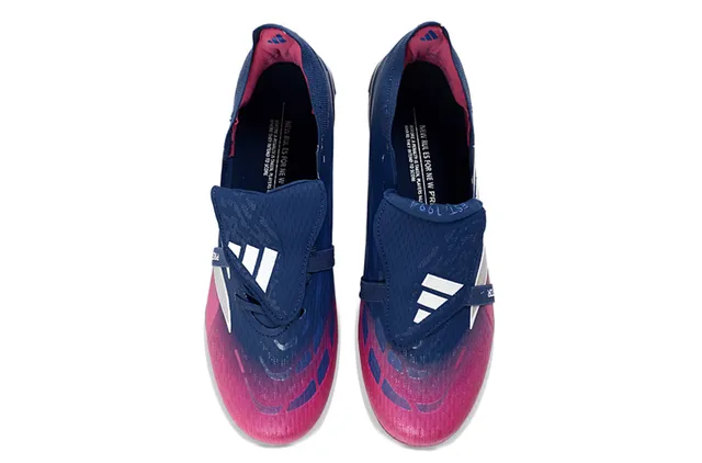 Adidas Predator Navy Pink Low-Cut Laceless Bootie Iridescent Three-Stripe Branding Firm-Ground Soccer Shoes 2