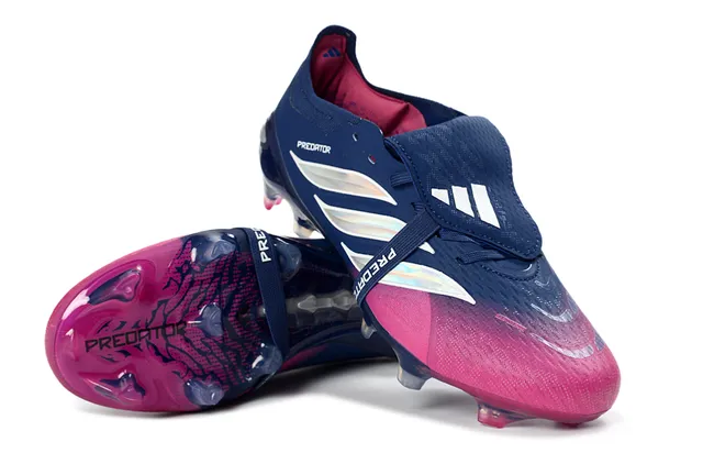 Adidas Predator Navy Pink Low-Cut Laceless Bootie Iridescent Three-Stripe Branding Firm-Ground Soccer Shoes 3