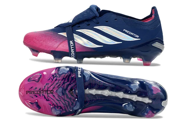 Adidas Predator Navy Pink Low-Cut Laceless Bootie Iridescent Three-Stripe Branding Firm-Ground Soccer Shoes 6