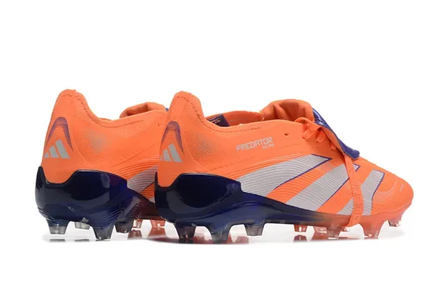 Adidas Predator Orange Navy Fermeture Asymétrique à Sangle Clous Moldés Chaussures de Football Terrain Firme 2