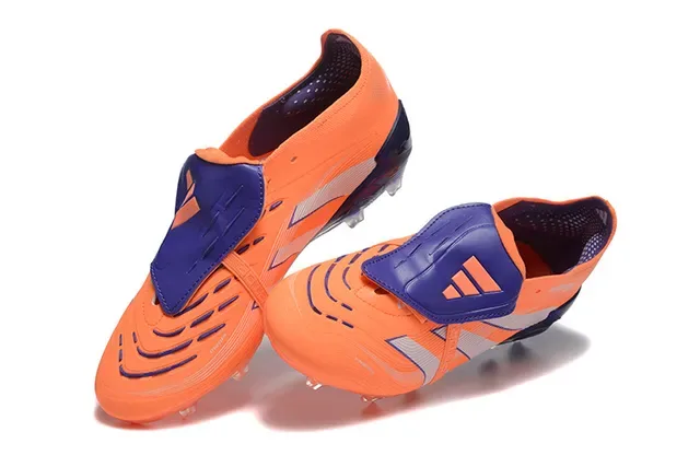 Adidas Predator Orange Navy Fermeture Asymétrique à Sangle Clous Moldés Chaussures de Football Terrain Firme 3