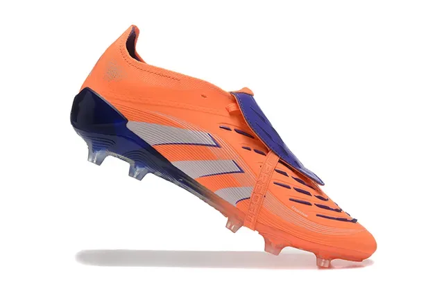 Adidas Predator Orange Navy Fermeture Asymétrique à Sangle Clous Moldés Chaussures de Football Terrain Firme 4