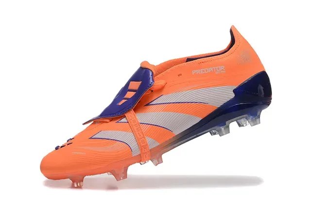 Adidas Predator Orange Navy Fermeture Asymétrique à Sangle Clous Moldés Chaussures de Football Terrain Firme 5