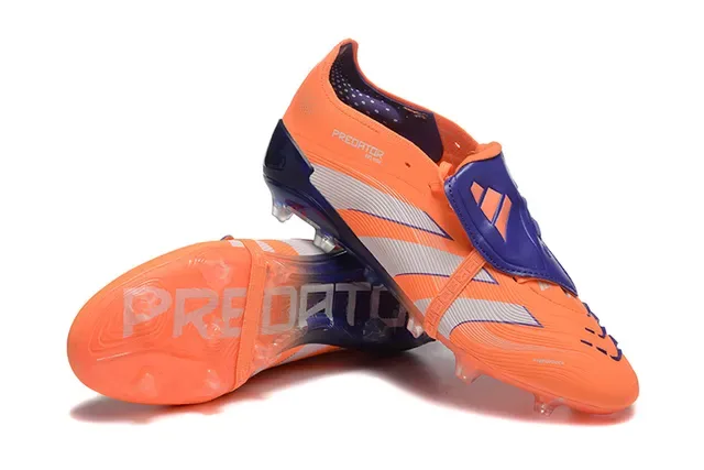 Adidas Predator Orange Navy Fermeture Asymétrique à Sangle Clous Moldés Chaussures de Football Terrain Firme 6
