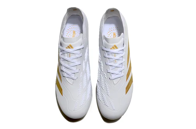Adidas Predator White and Gold Firm-Ground Soccer Shoes 2