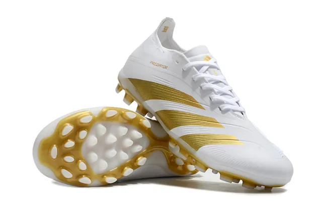 Adidas Predator White and Gold Firm-Ground Soccer Shoes 3