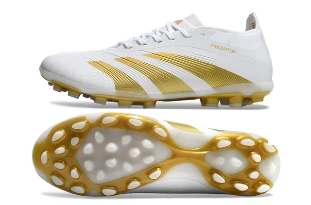 Adidas Predator White and Gold Firm-Ground Soccer Shoes 5