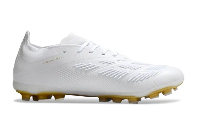 Adidas Predator White and Gold Firm-Ground Soccer Shoes 7