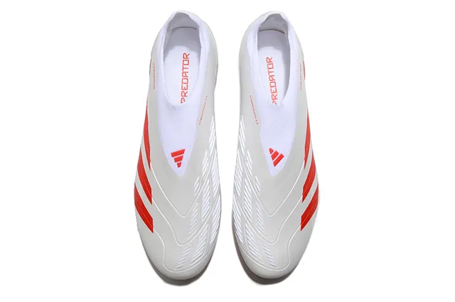 Adidas Predator White and Red Firm-Ground Soccer Shoes 2