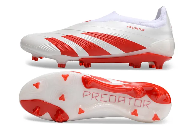 Adidas Predator White and Red Firm-Ground Soccer Shoes 5