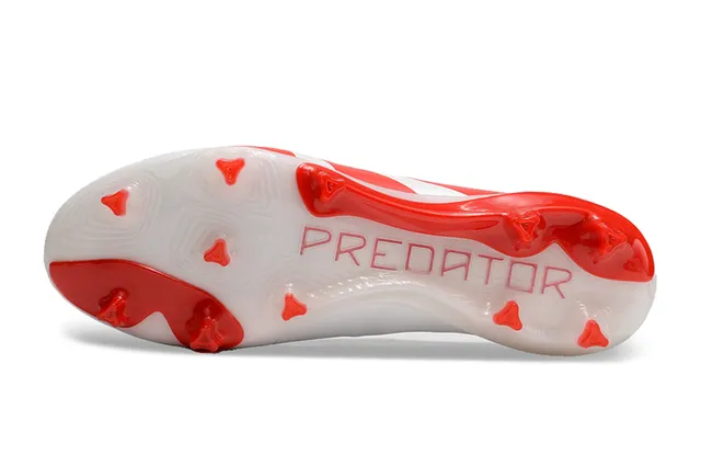 Adidas Predator White and Red Firm-Ground Soccer Shoes 6