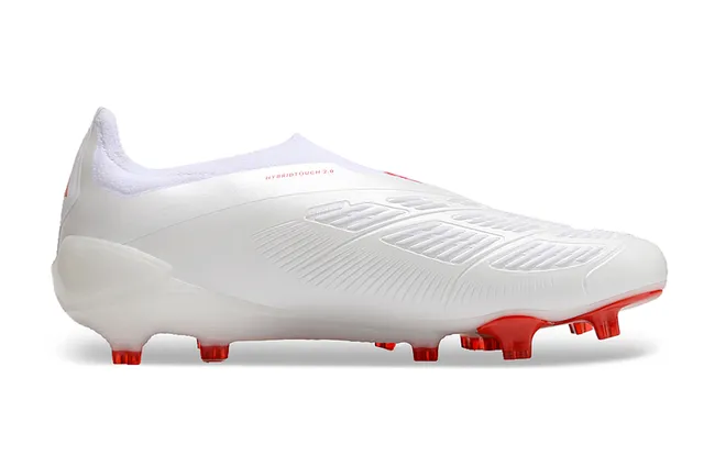 Adidas Predator White and Red Firm-Ground Soccer Shoes 7