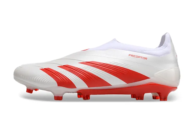 Adidas Predator White and Red Firm-Ground Soccer Shoes 8