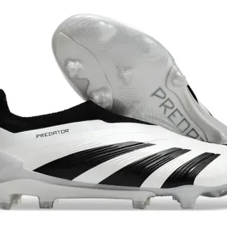 Adidas Predator White Black Red Firm-Ground Soccer Shoes