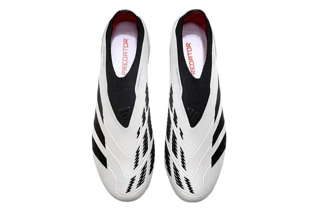 Adidas Predator Blanc Noir Rouge Chaussures de football terrain ferme 2