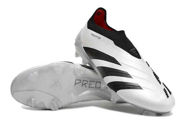 Adidas Predator Blanc Noir Rouge Chaussures de football terrain ferme 3