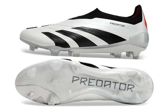 Adidas Predator Blanc Noir Rouge Chaussures de football terrain ferme 5