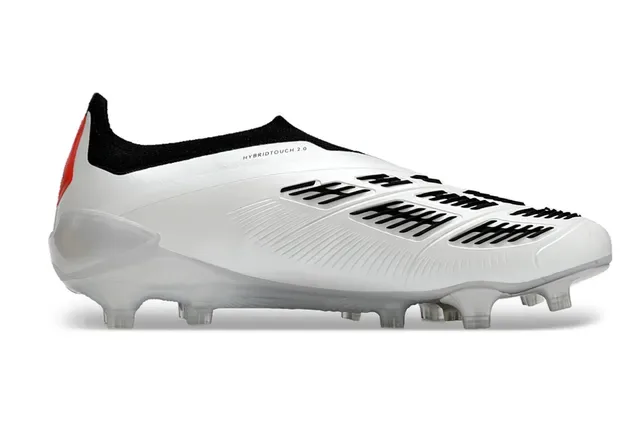 Adidas Predator Blanc Noir Rouge Chaussures de football terrain ferme 7