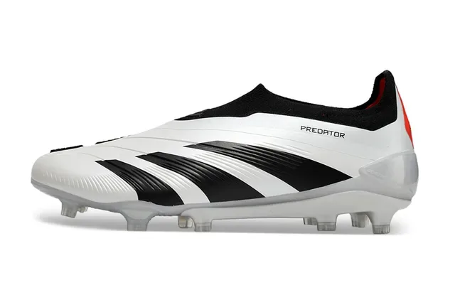 Adidas Predator Blanc Noir Rouge Chaussures de football terrain ferme 8