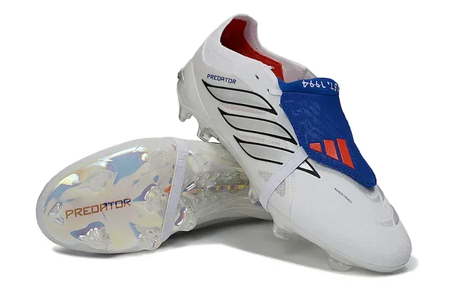 Adidas Predator White Blue Synthetic Upper Holographic Iridescent Soleplate Firm-Ground Soccer Shoes 4