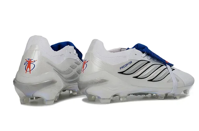 Adidas Predator White Blue Synthetic Upper Holographic Iridescent Soleplate Firm-Ground Soccer Shoes 5