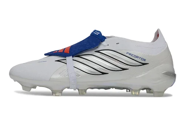 Adidas Predator White Blue Synthetic Upper Holographic Iridescent Soleplate Firm-Ground Soccer Shoes 7