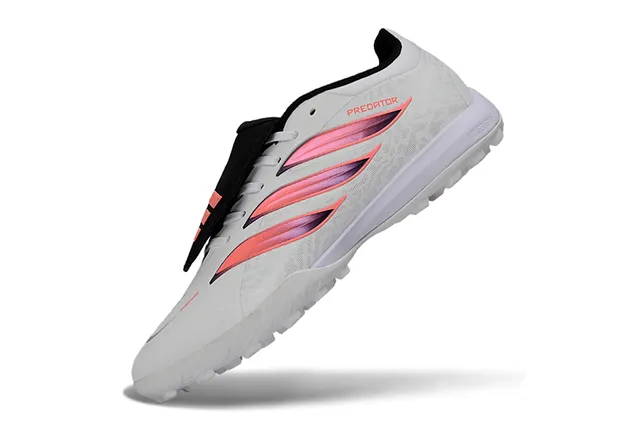 Adidas Predator White Pink Synthetic Textured Upper Gradient Three-Stripe Design Turf Soccer Shoes 3