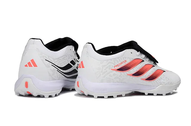 Adidas Predator White Pink Synthetic Textured Upper Gradient Three-Stripe Design Turf Soccer Shoes 5