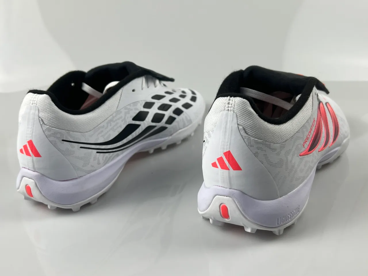 Adidas Predator White Pink Synthetic Textured Upper Gradient Three-Stripe Design Turf Soccer Shoes 9