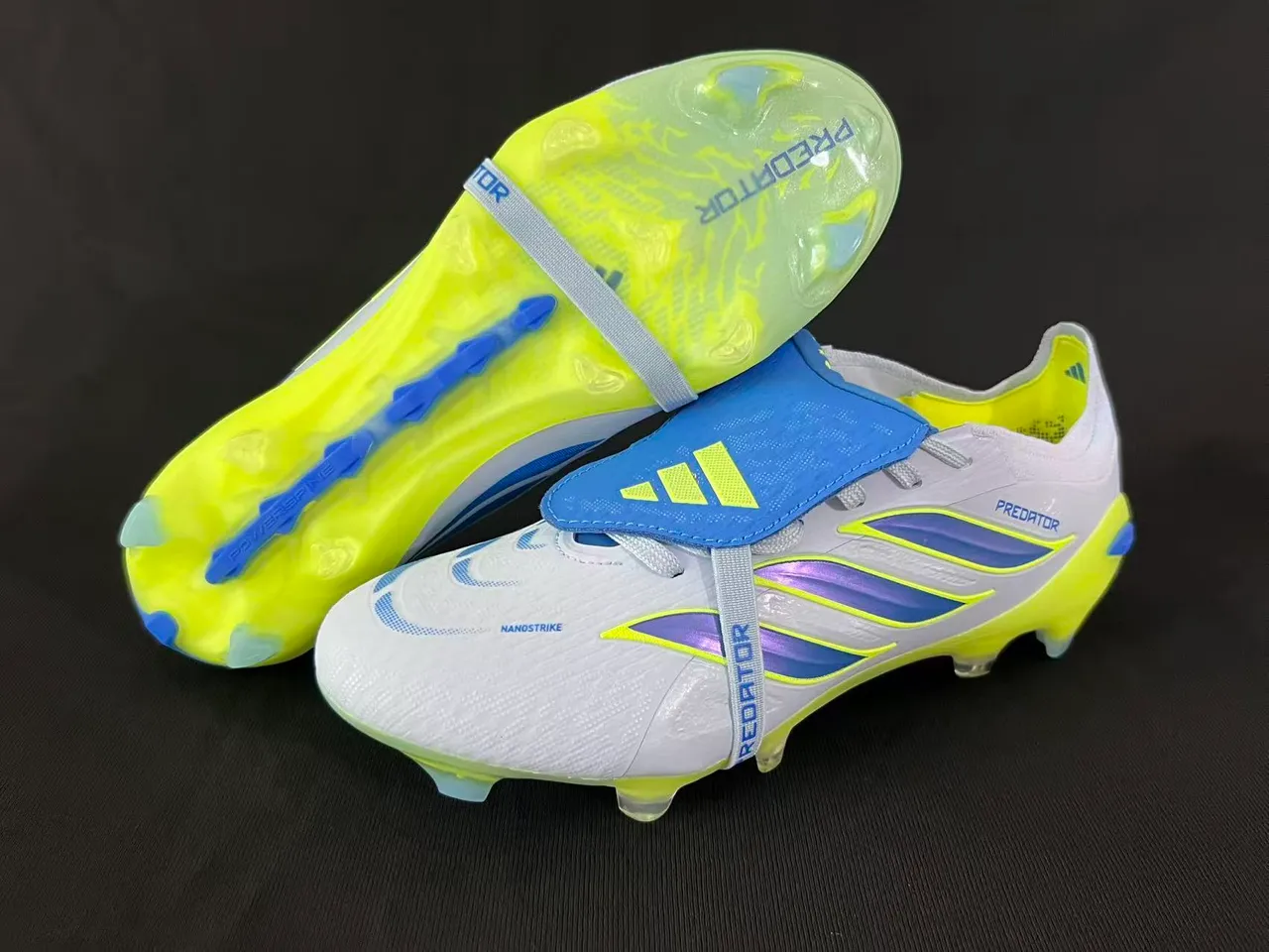 Adidas Predator White Yellow Low-Cut Football Boot Firm-Ground Soccer Shoes 7