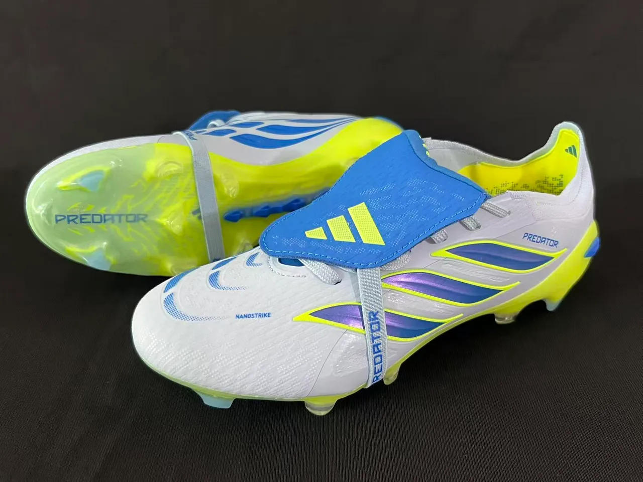 Adidas Predator White Yellow Low-Cut Football Boot Firm-Ground Soccer Shoes 8