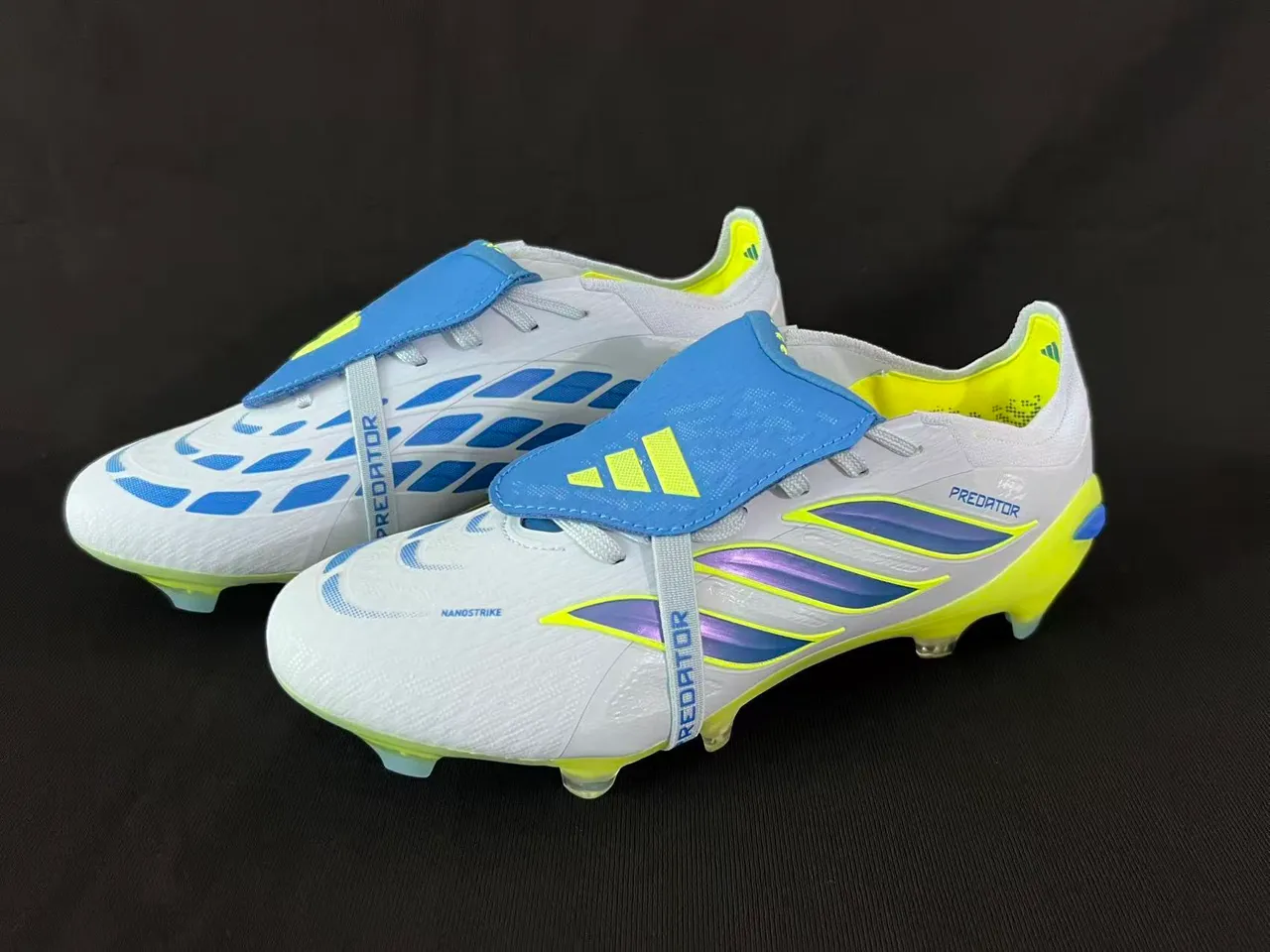 Adidas Predator White Yellow Low-Cut Football Boot Firm-Ground Soccer Shoes 9
