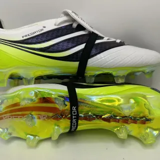 Adidas Predator White Yellow Low-Cut Football Boot Iridescent Translucent Sole Firm-Ground Soccer Shoes