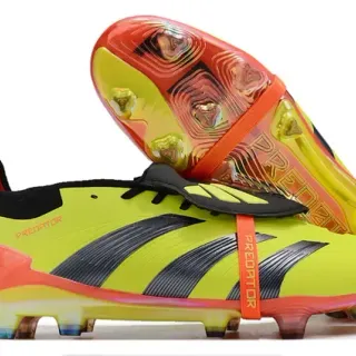 Adidas Predator Yellow Orange Asymmetrical Lacing Translucent Outsole Firm-Ground Soccer Shoes
