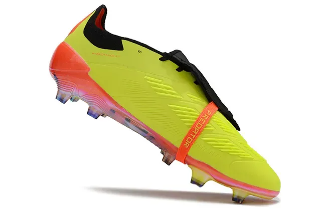 Adidas Predator Amarelo Laranja Cadarço Assimétrico Solado Translucido Firm-Ground Sapatos de Futebol 2