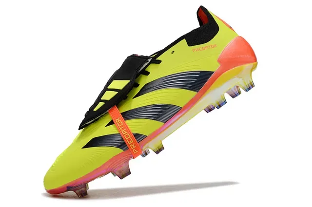 Adidas Predator Amarelo Laranja Cadarço Assimétrico Solado Translucido Firm-Ground Sapatos de Futebol 3