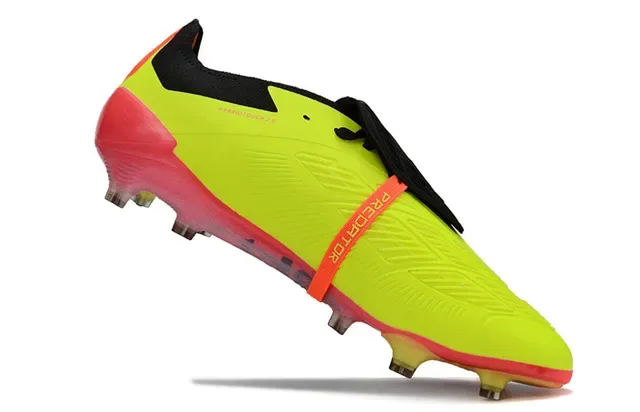 Adidas Predator أصفر وردي نيون كولور واي غير متماثل لاسينغ أرض صلبة أحذية كرة القدم 2