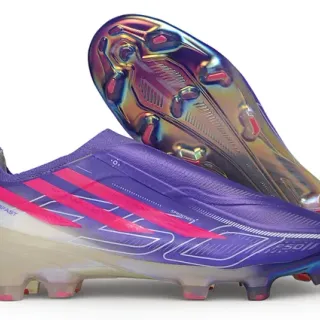 Adidas Purple Pink Low-Cut Sock-Fit Upper Iridescent Holographic Soleplate Firm-Ground Soccer Shoes