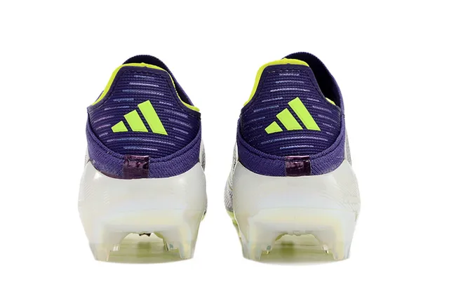 Adidas Purple Yellow Low-Cut Sock-Fit Collar Textured Synthetic Upper Firm-Ground Soccer Shoes 4