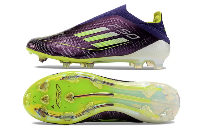 Adidas Purple Yellow Low-Cut Sock-Fit Collar Textured Synthetic Upper Firm-Ground Soccer Shoes 5