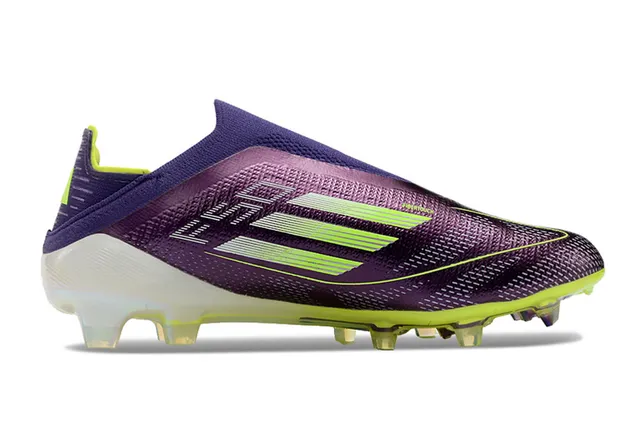 Adidas Purple Yellow Low-Cut Sock-Fit Collar Textured Synthetic Upper Firm-Ground Soccer Shoes 7