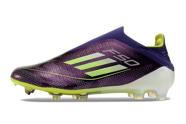 Adidas Purple Yellow Low-Cut Sock-Fit Collar Textured Synthetic Upper Firm-Ground Soccer Shoes 8