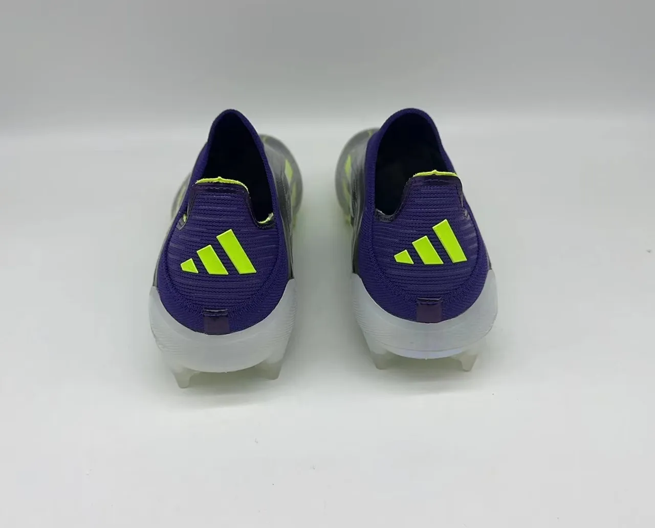 Adidas Purple Yellow Low-Cut Sock-Fit Collar Textured Synthetic Upper Firm-Ground Soccer Shoes 19