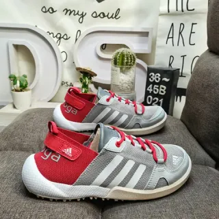 Adidas Red and Gray Mesh Low-Top Lifestyle Sneakers