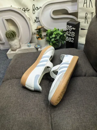 Adidas Samba Beige Blue Sans lacets panneau latéral à trois rayures chaussures Mary Jane 6